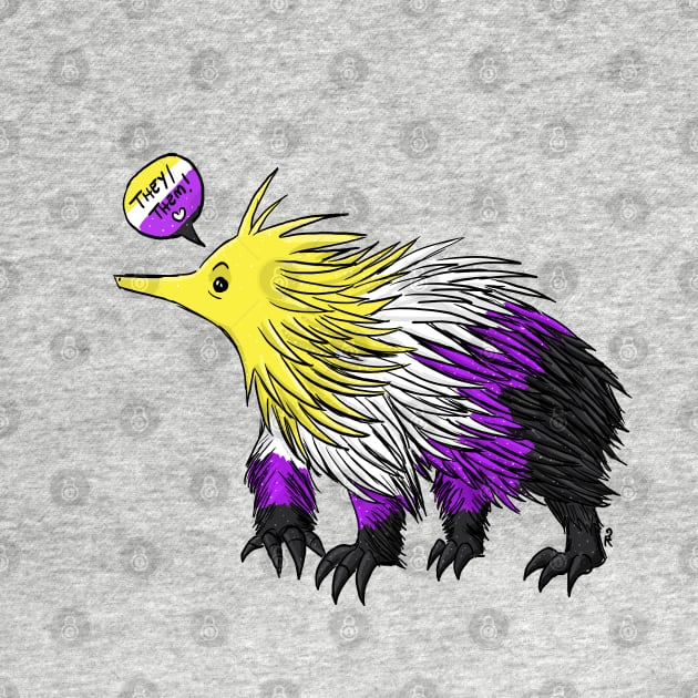 Nonbinary Echidna with Pronouns by manicgremlin